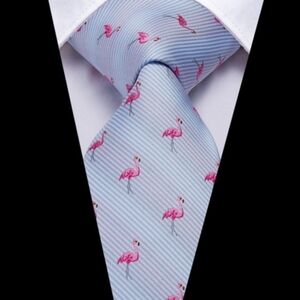 NWOT Mondieu pink flamingo stripe tie